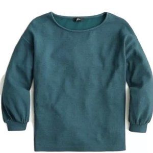 J. Crew Women's Double-knit Balloon-Sleeve top. Teal XL EUC